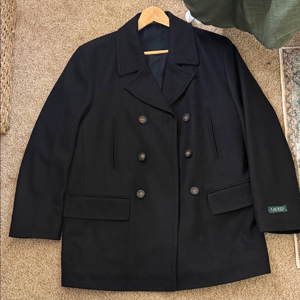 Lauren Ralph Lauren Black Double-Breasted Wool Coat